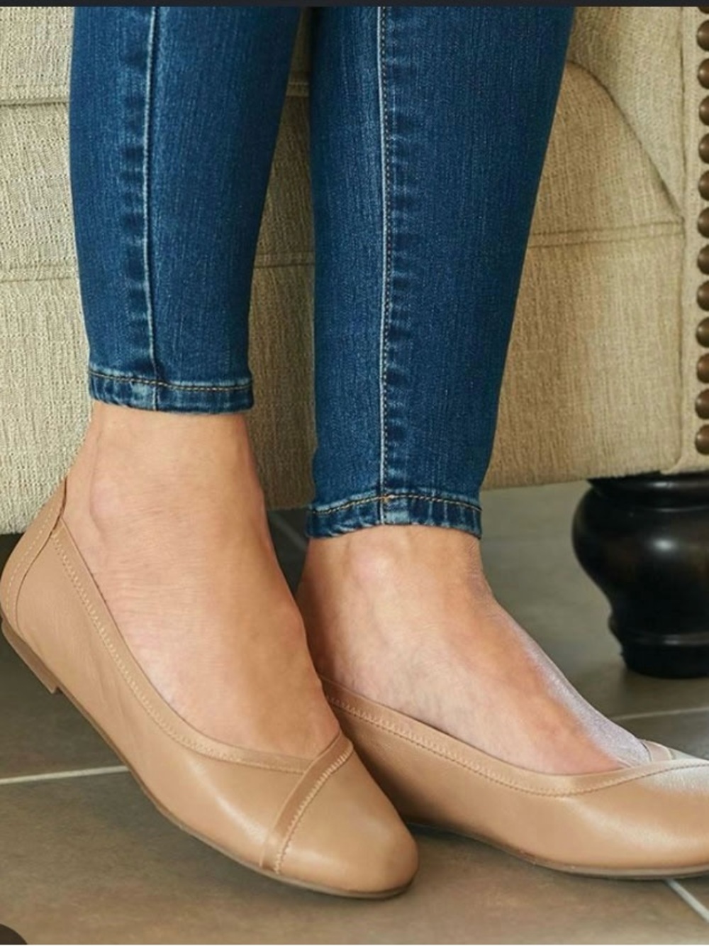 Vionic Nude Tan Ankle Ballet Flats